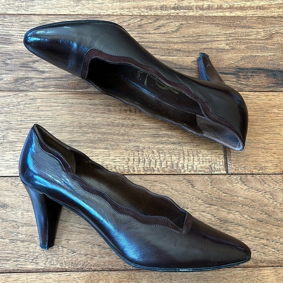 Yves Saint Laurent YSL Paris Brown Leather Pumps Heels Size 7.5 - Picture 1 of 14
